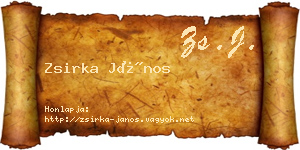 Zsirka János névjegykártya